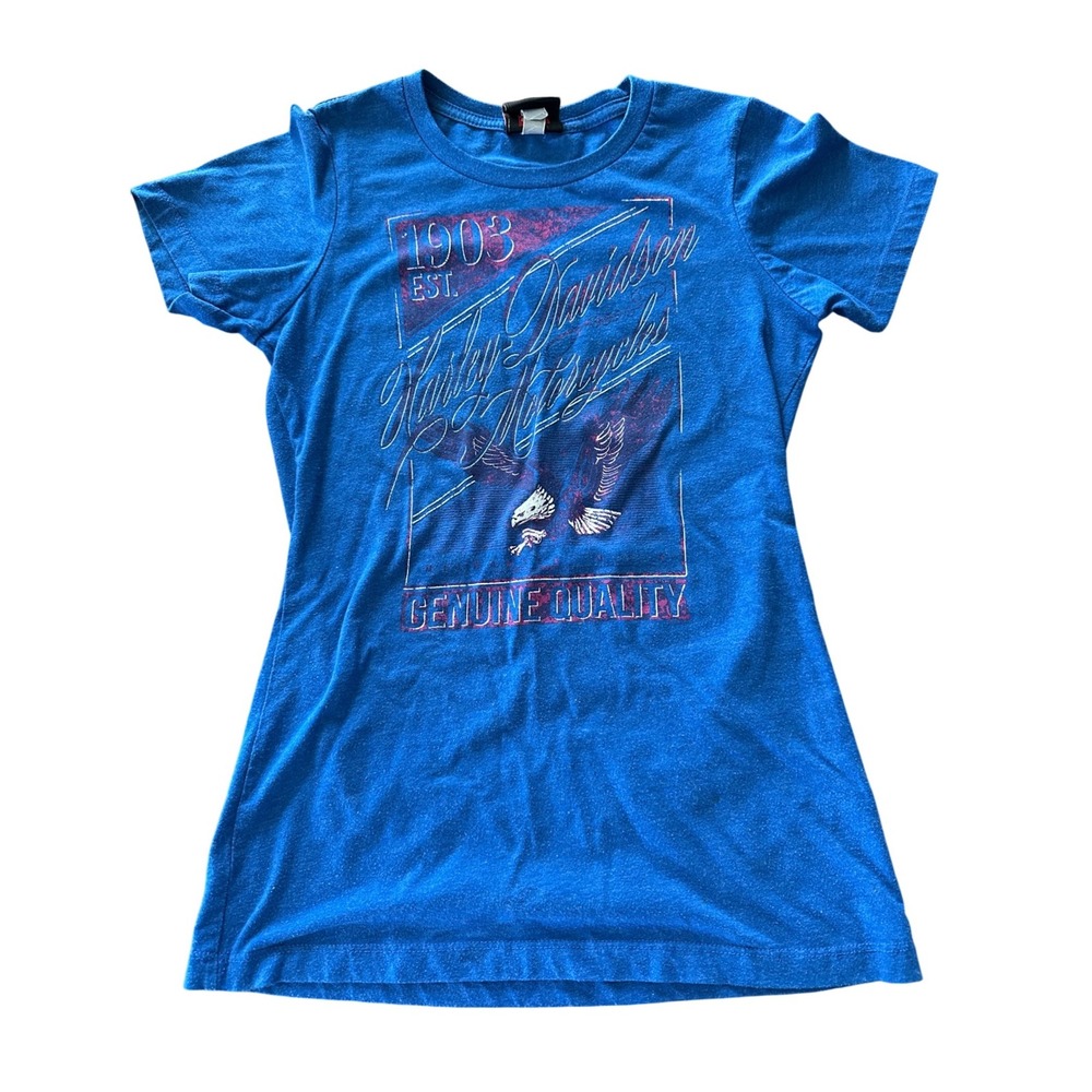 Harley-Davidson Gainesville FL Graphic T-Shirt Blue Heather Womens Size S